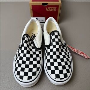 Kids Vans Black and White Checkerboard Slip-Ons Size 3 NEW